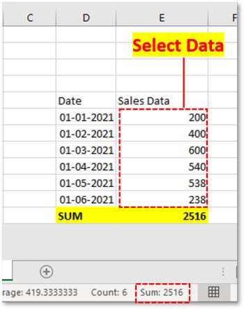 EXCEL में SUM कैसे करें