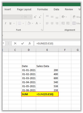 EXCEL में SUM कैसे करें